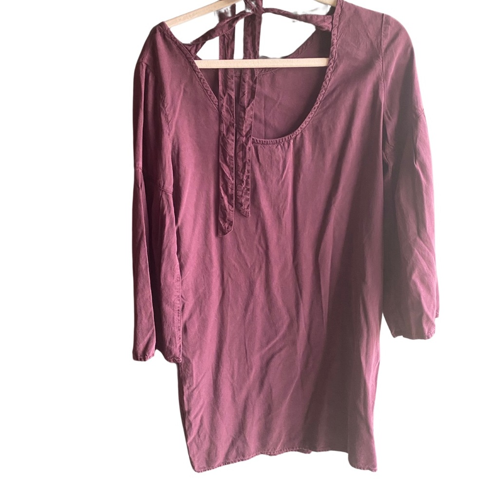 Cloth & Stone Anthropologie Tencel Tie-Back Dress XS Plum- NWT - Picture 3 of 9